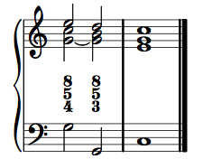 4–3 compound cadence with full thoroughbass figures.